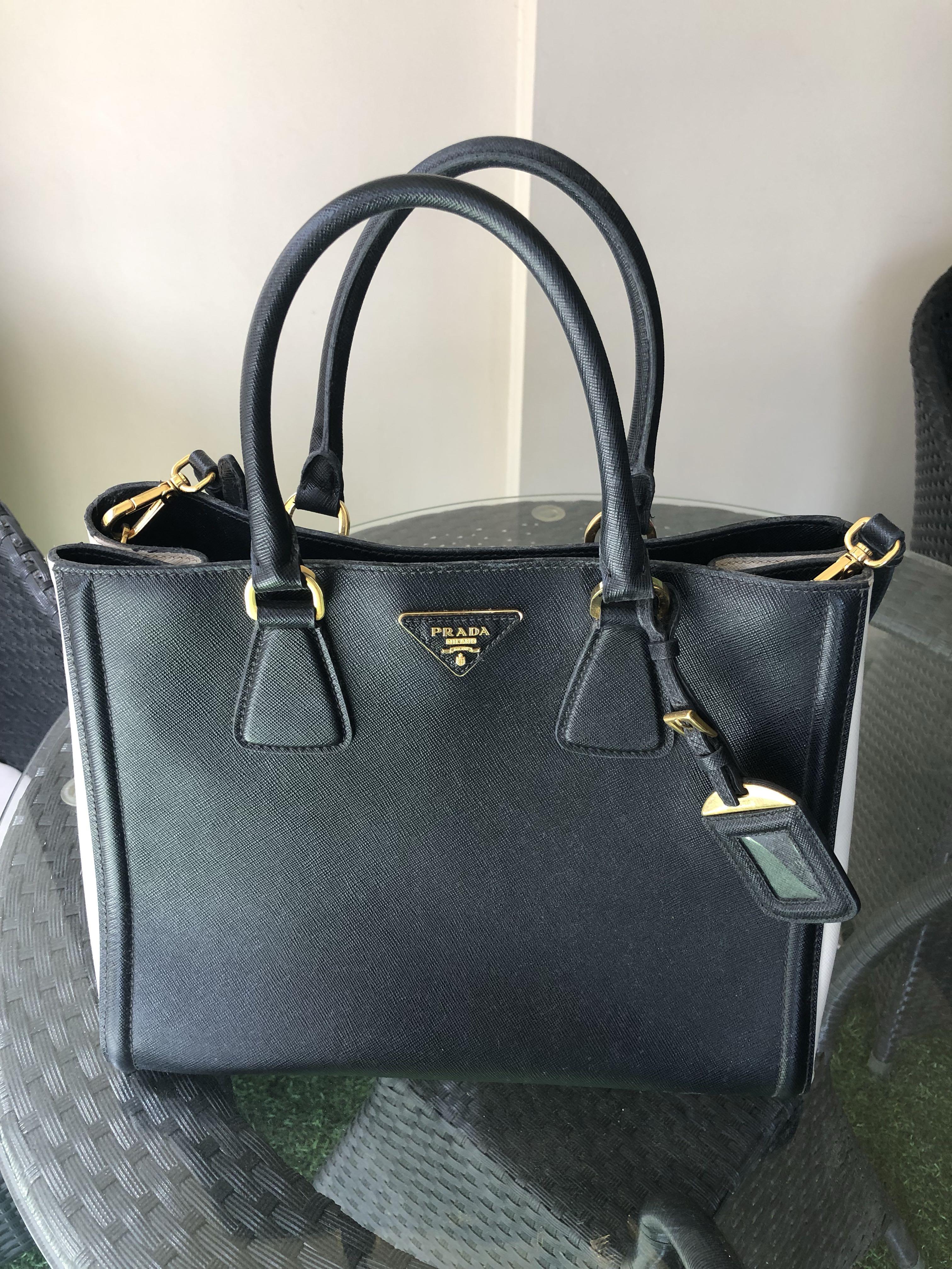 Prada Two-Tone Saffiano Leather Large Double Zip Tote Prada