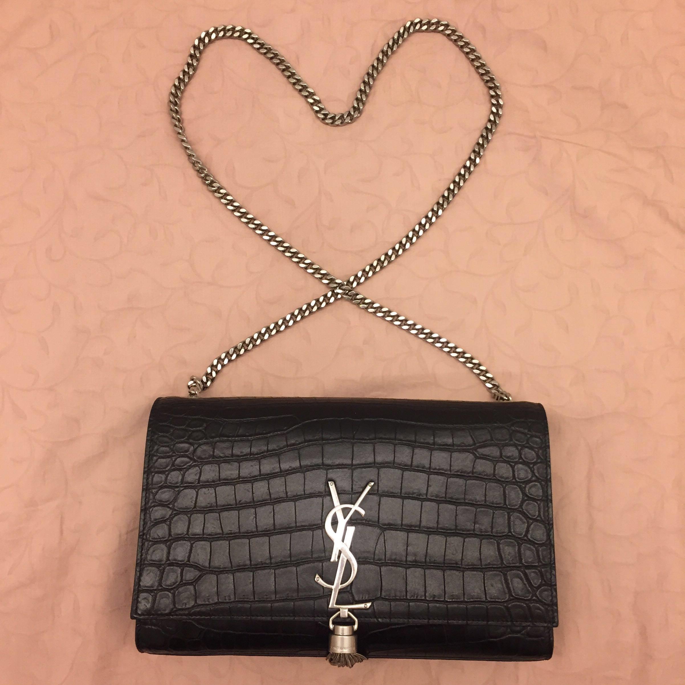 ysl medium kate tassel croc embossed