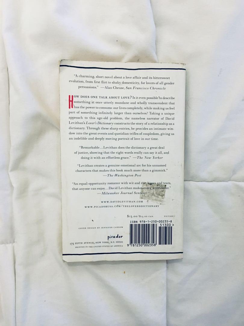 The Lover’s Dictionary (Category: Storybooks) located in Manila. Submitted by ibdecluttering (Listing ID 212780155, Image 2). Description: .