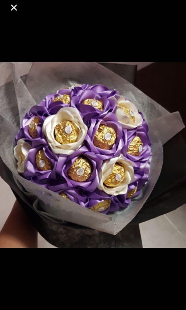 Valentines Day For Her For Him Chocolate Flower Ferrero Rocher Flower Bouquet Design Craft Handmade Craft On Carousell