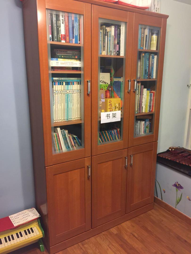 Wooden Bookshelf Cabinet With Door Furniture Shelves Drawers On Carousell