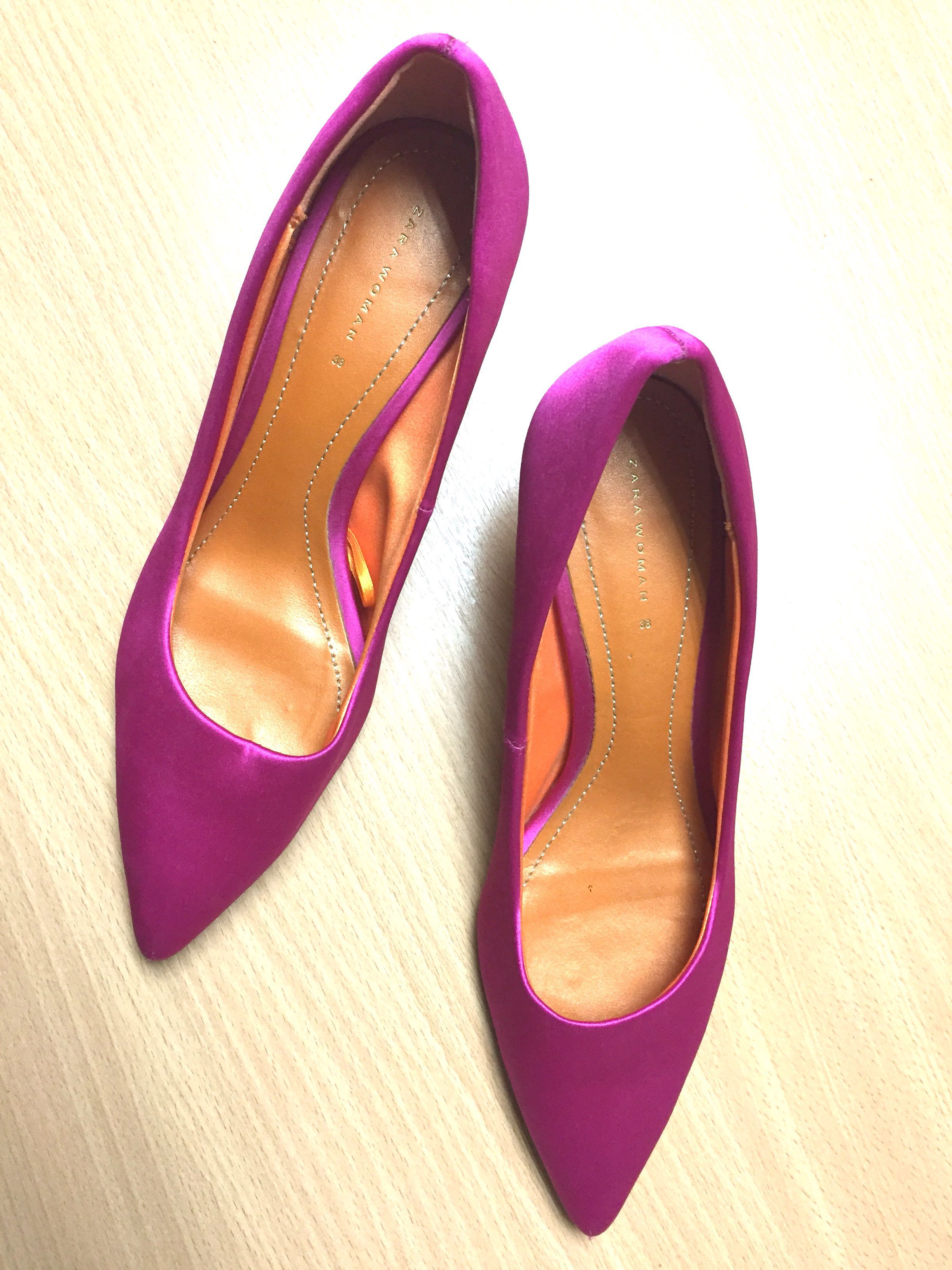 pink satin kitten heels