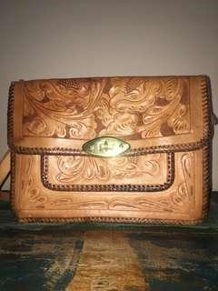 Vintage hand tooled Leather Bag