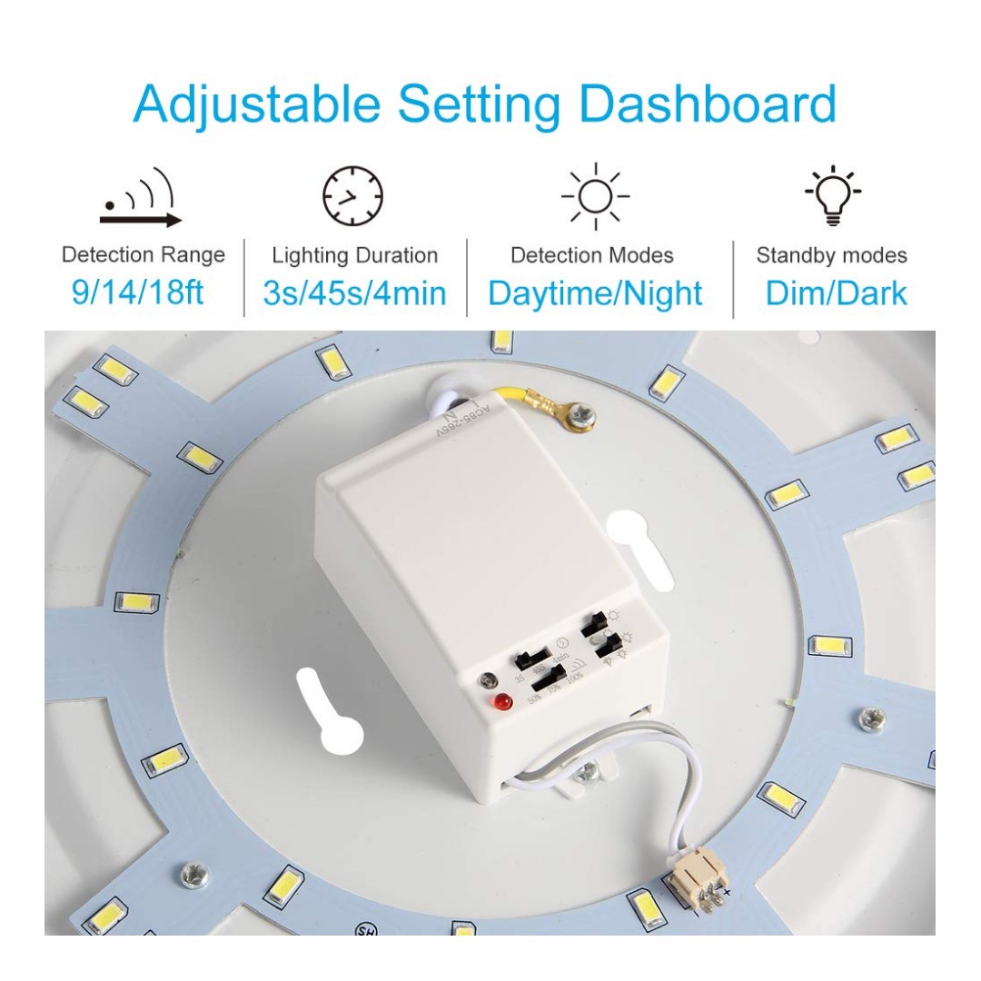 Motion Sensor Ceiling Light 15w 3000k Led Flush Mount For Indoor