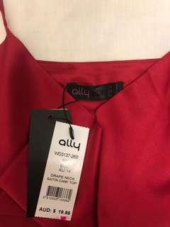 Red Cowl Neck Top