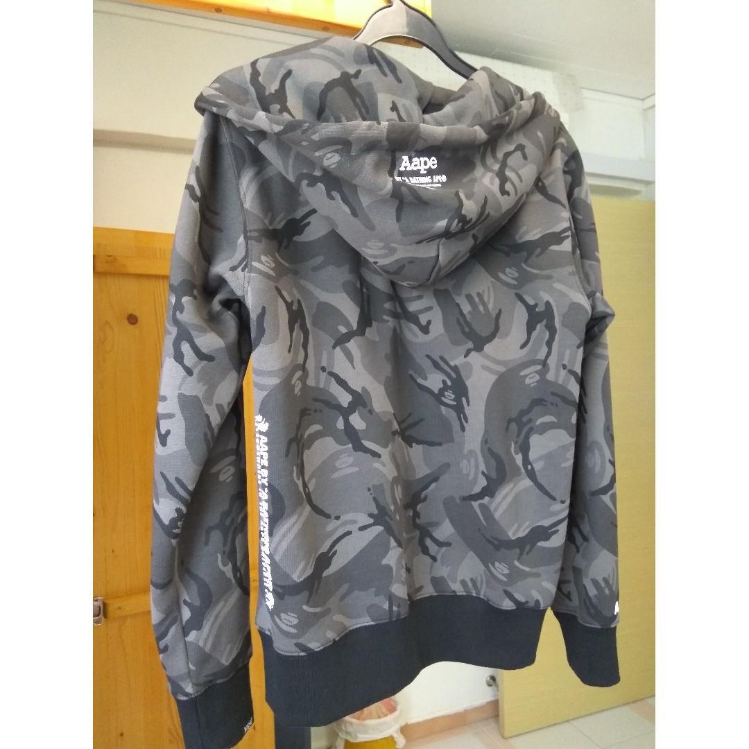 Aape By A Bathing Ape Black Camo Hoodie Jacket Men S Fashion Clothes Outerwear On Carousell