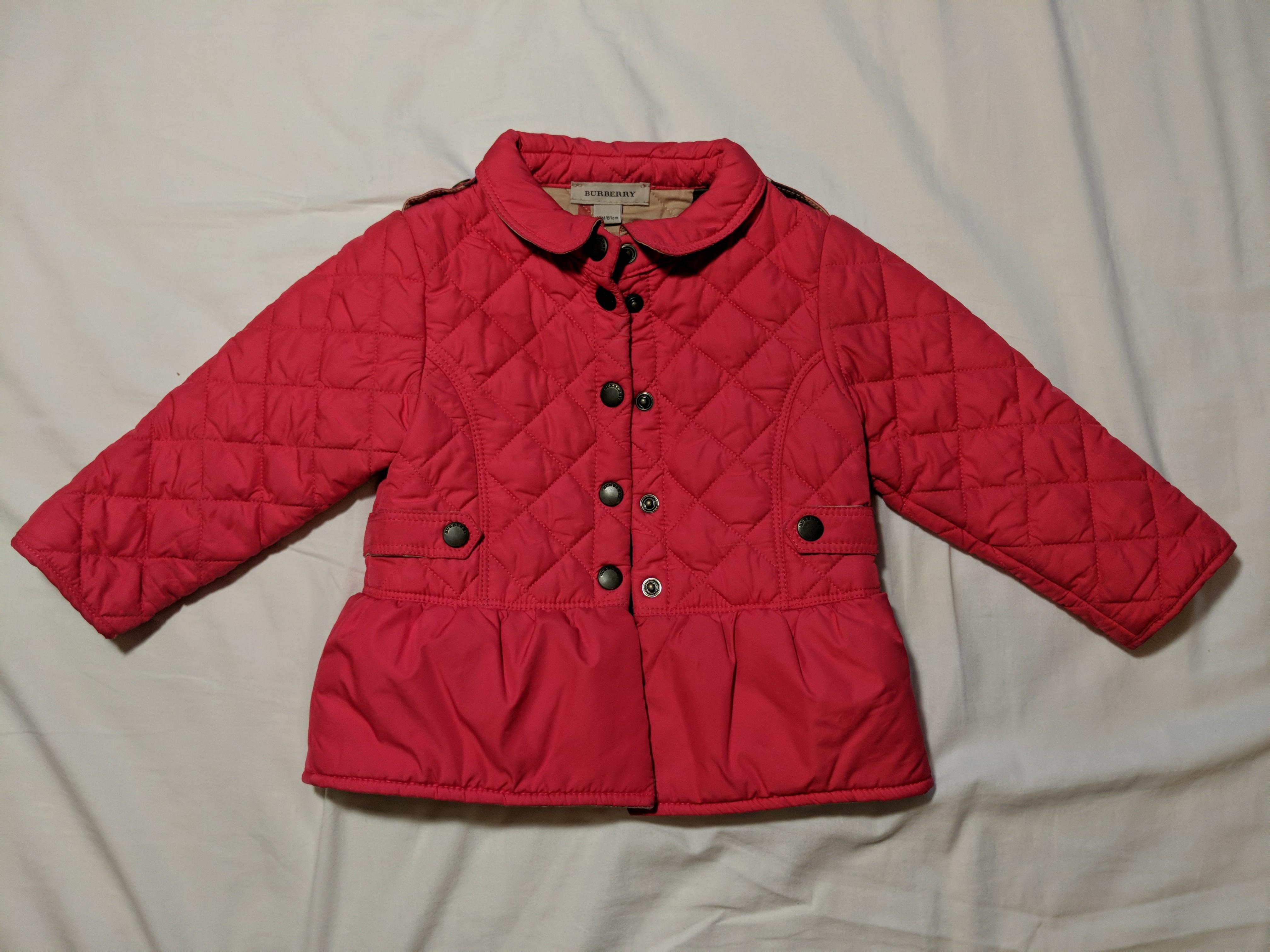 Burberry baby quilted jacket pink 