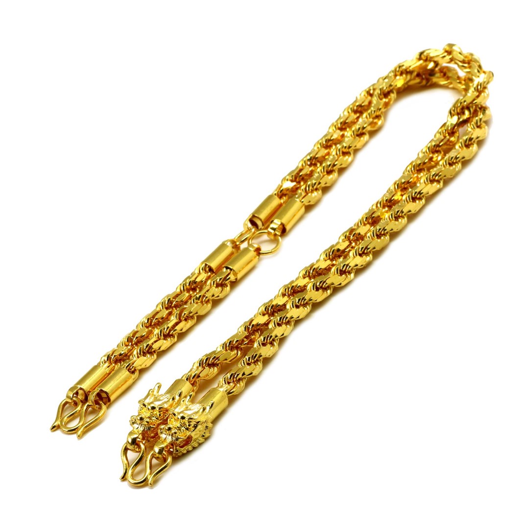 Gold Chain Customised 4 Hook Amulet Chain with Dragon Heads