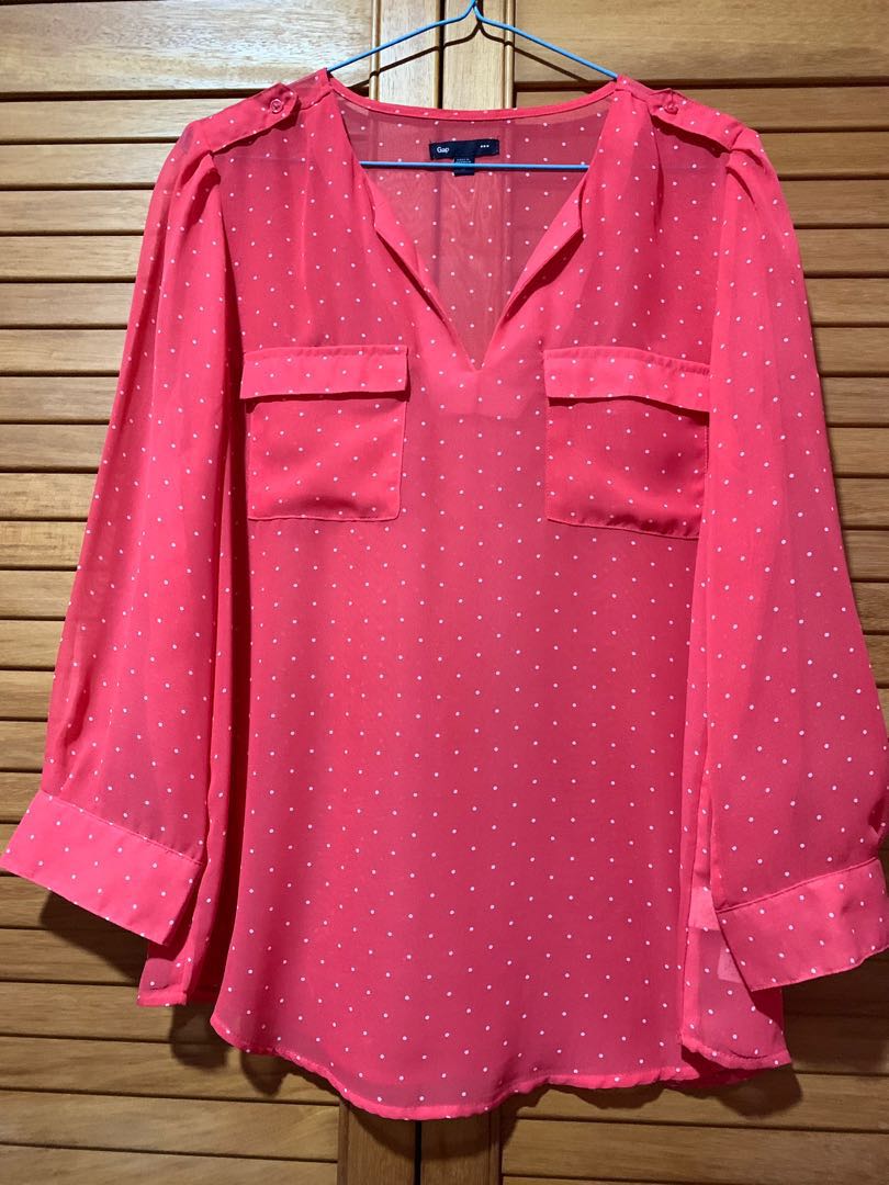 pink spotty blouse