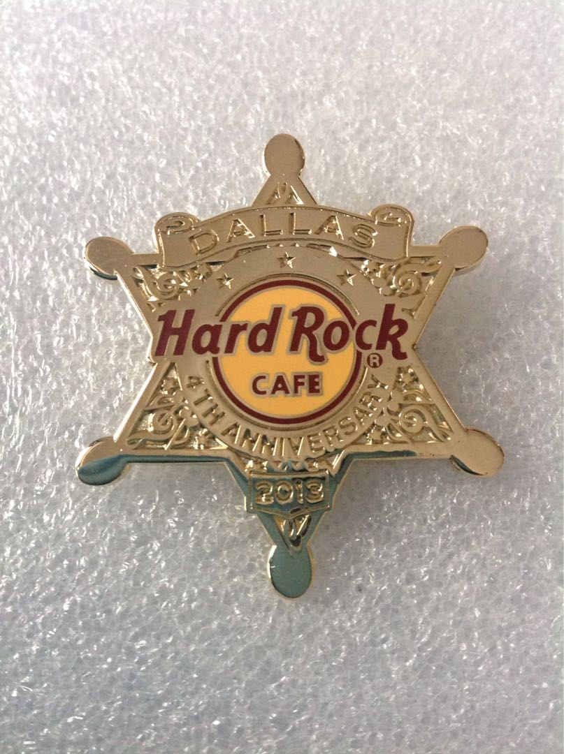 Hard Rock Cafe Pins DALLAS HOT 4TH ANNIVERSARY SHERIFF STAR BADGE!, Everything Else on Carousell