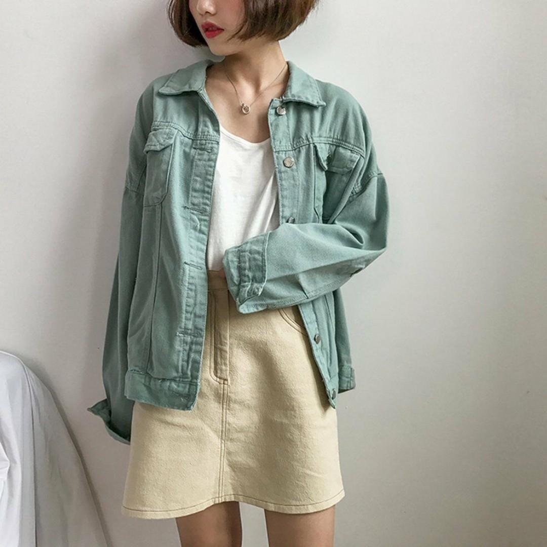 light green denim jacket
