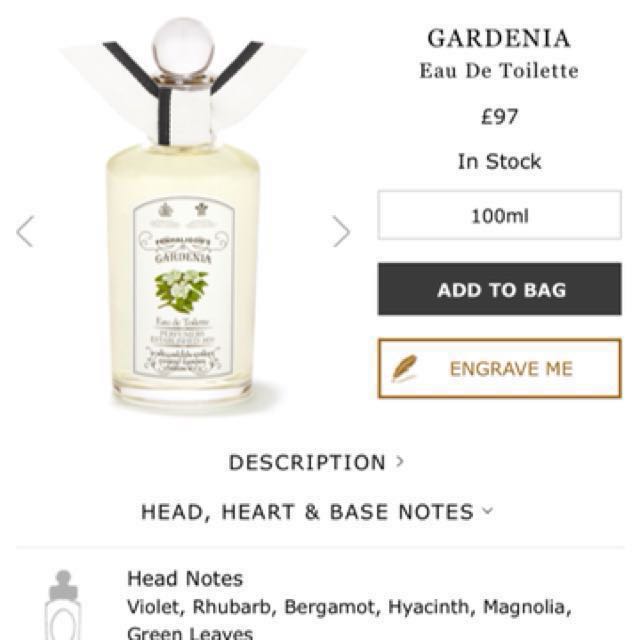 Penhaligon's U.P $180 Gardenia, Beauty & Personal Care, Sanitisers