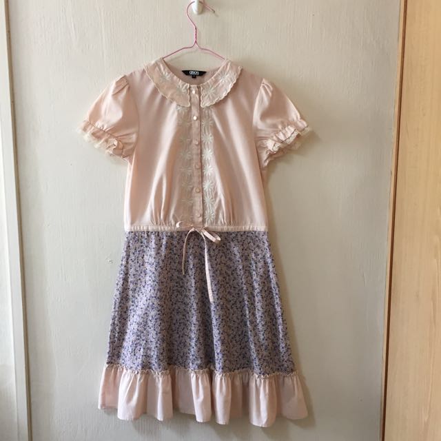 Sale Asos Pink Babydoll Drawstring Floral Dress With Embroidered