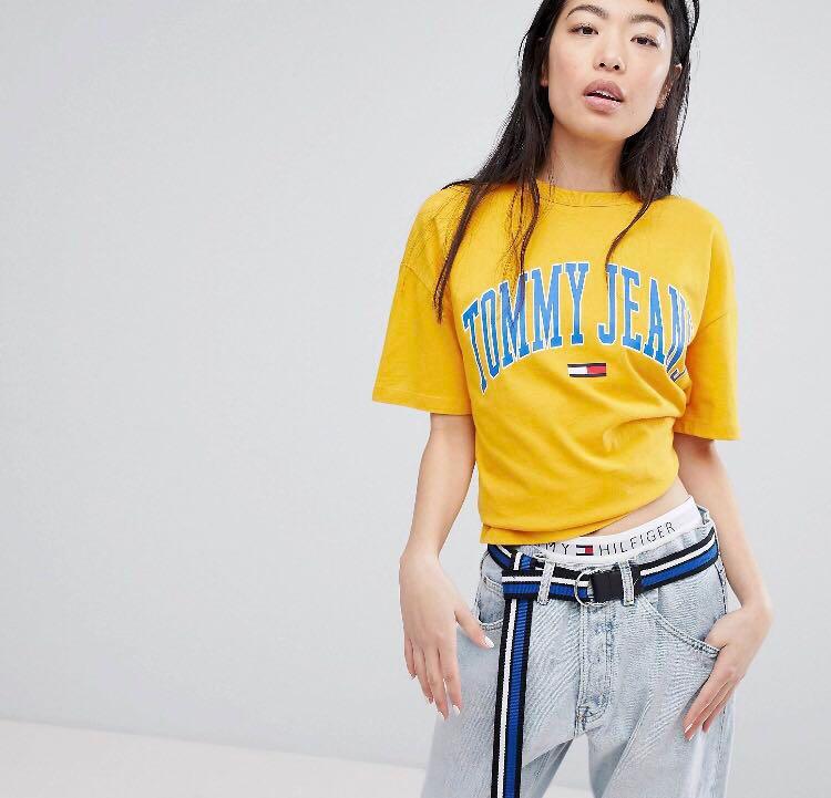 yellow tommy jeans t shirt