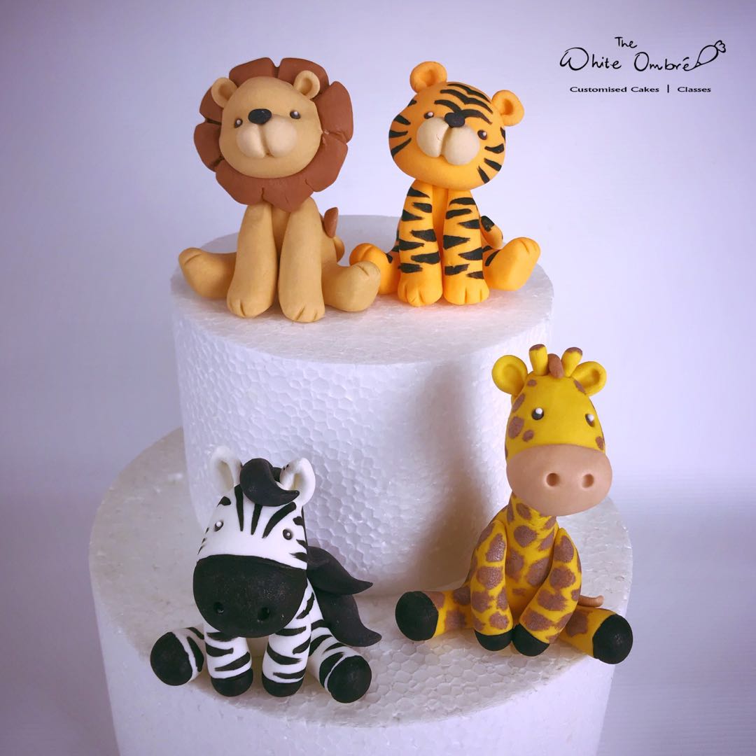 Zoo Safari Cute Animals Handmade Fondant Cake Toppers Food Drinks