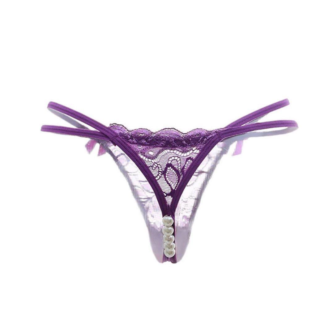 0022 Women Lady Sexy Lady Lace 5 Pearl Bead G String V String C