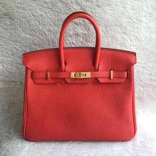 Like New Full Set⚡️Hermes Birkin 25 red GHW Stamp X