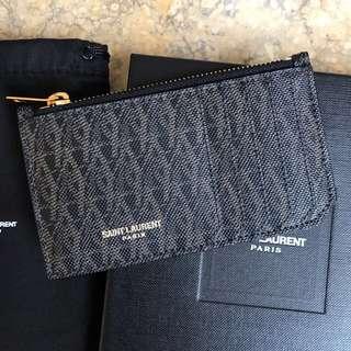 Saint Laurent Classic Toile Monogram Zip Pouch Card Holder