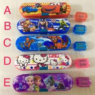 2-sided magnet pencil box with Sharpener chain