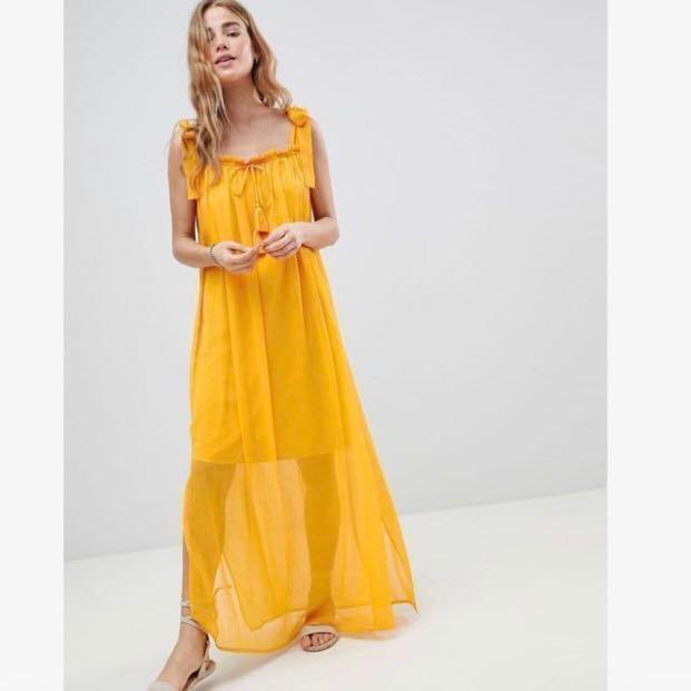mustard yellow beach dress