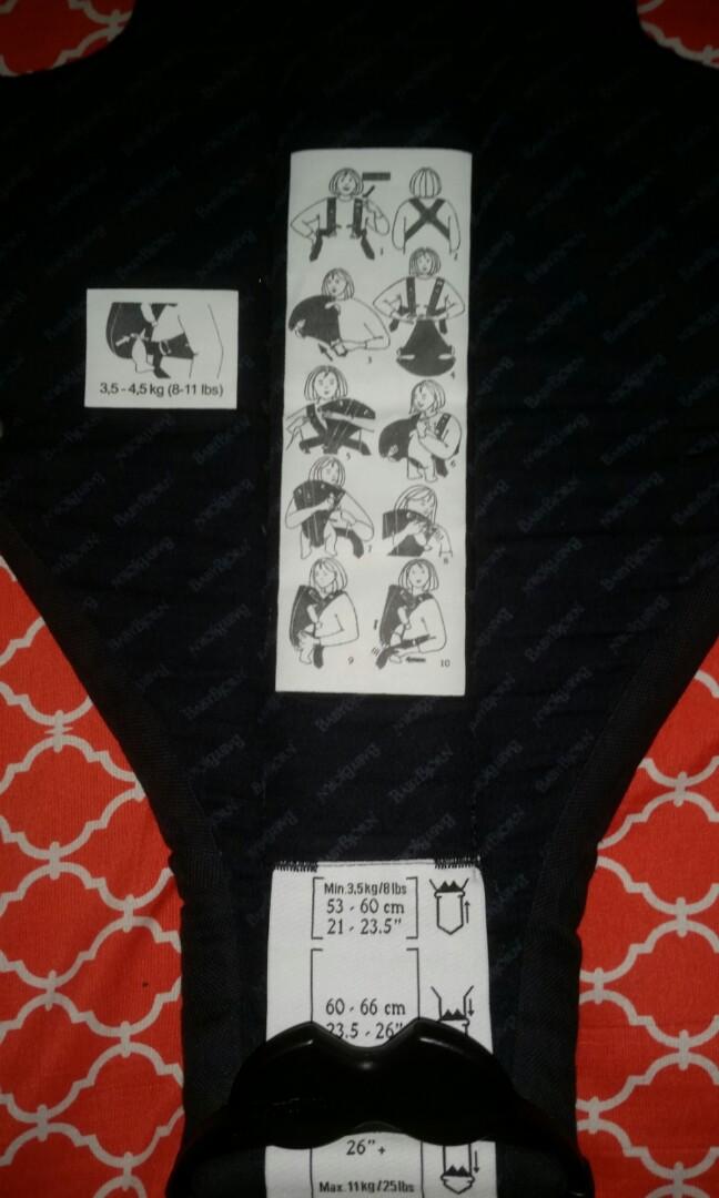 Baby carrier bjorn (Category: Carriers & Slings) located in Manila. Submitted by ynahh (Listing ID 213094087, Image 3). Description: Baby carrier Can be used for new borns. Please see baby bjorn carrier for more info. 09057363642 With box. Yung logo lang po torn. Wear and tear lang po..