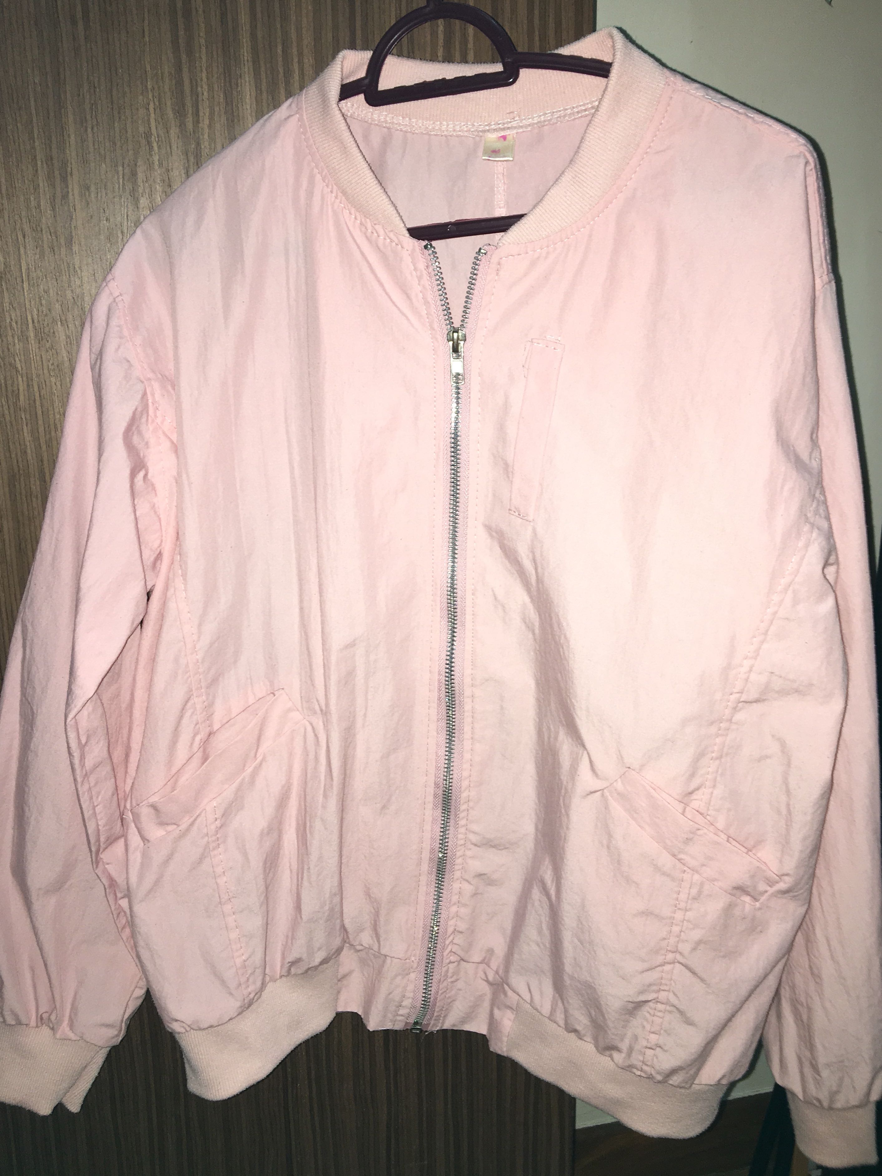 baby pink bomber jacket