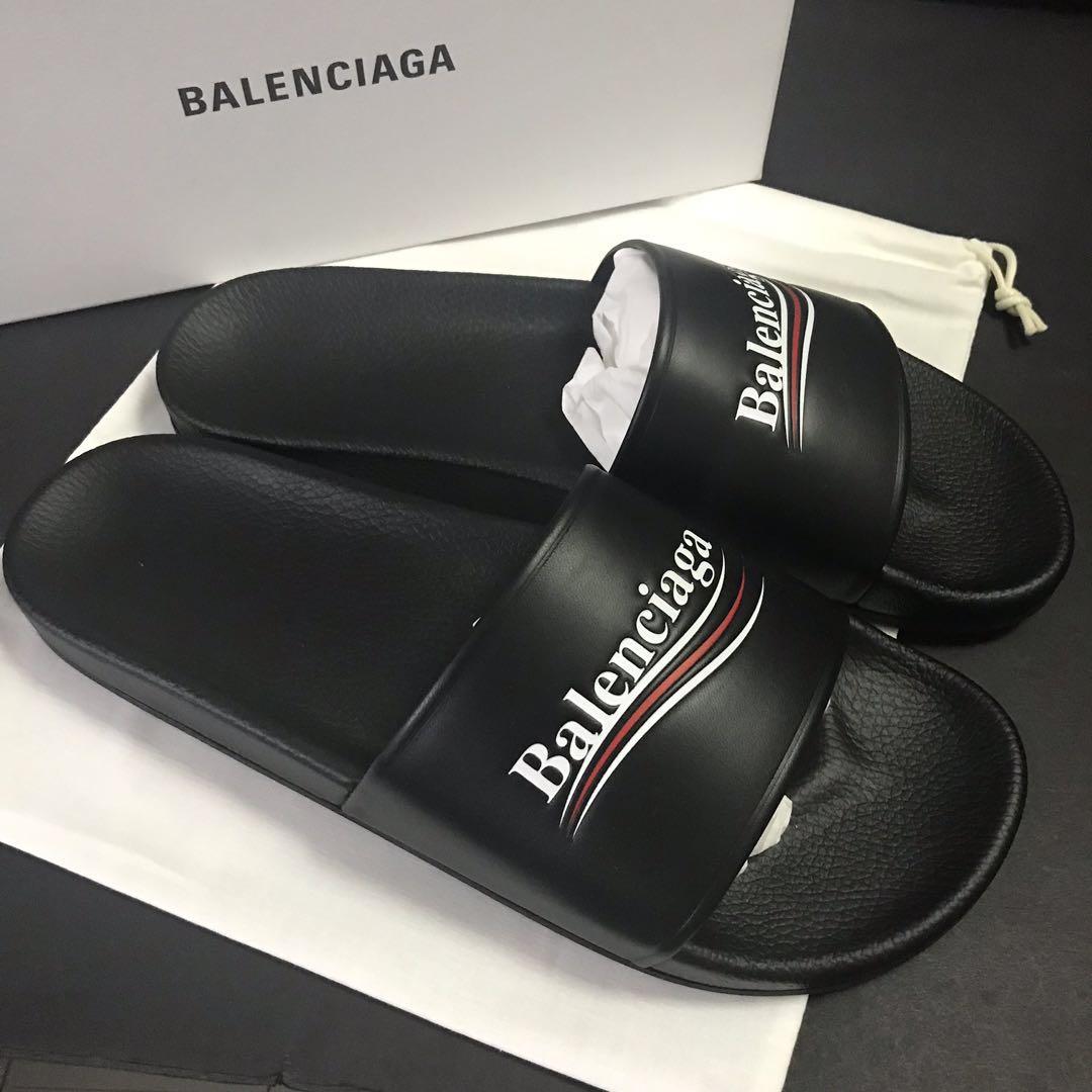 Balenciaga leather campaign logo slides on sale