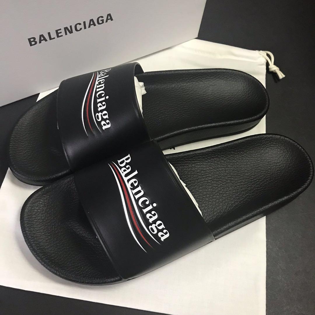Balenciaga leather campaign logo slides hot sale