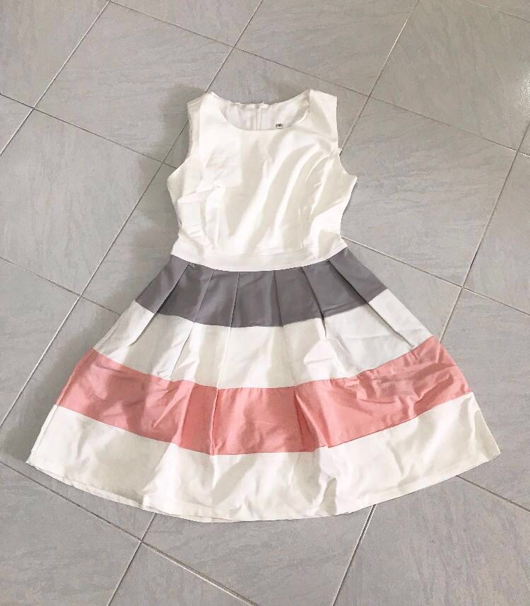 Block Tri Colour A Line White Dress Office Cny Similar To