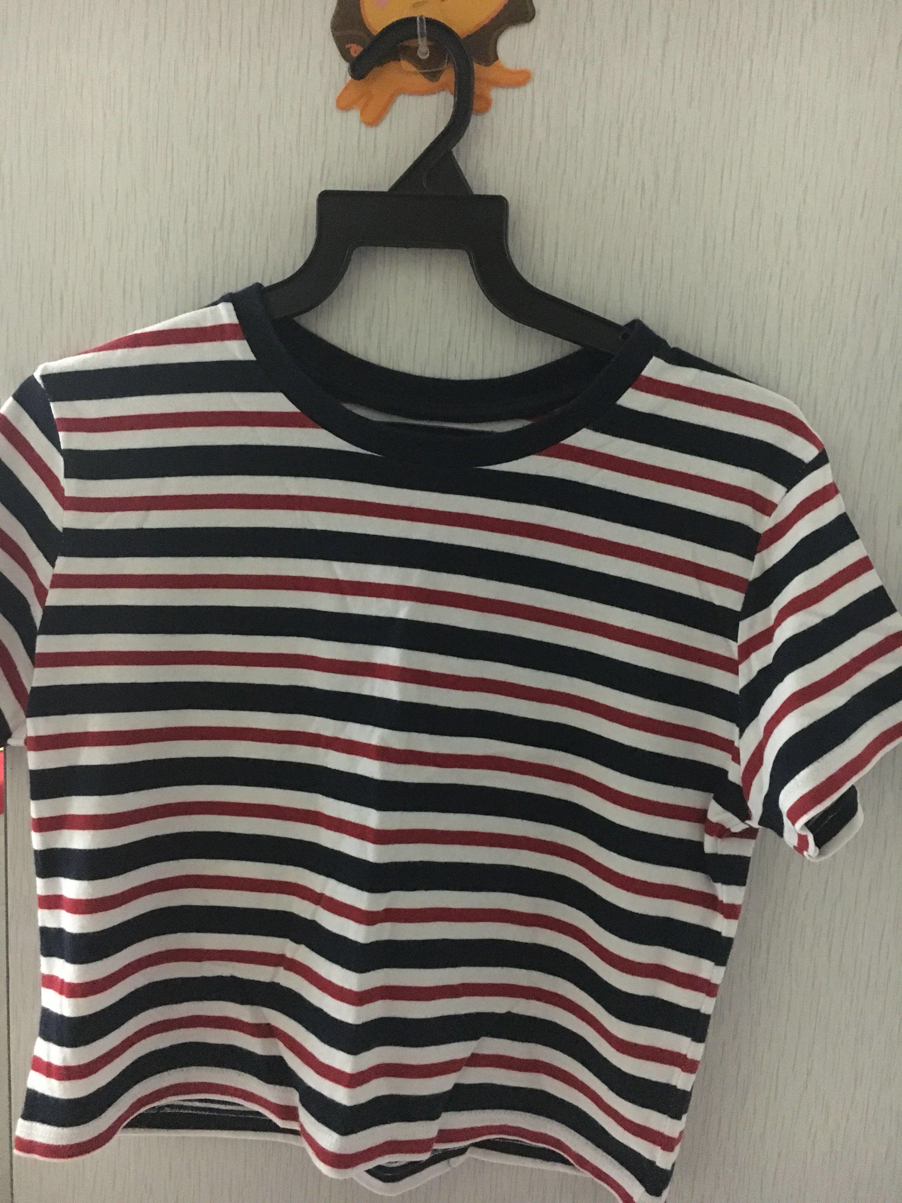 brandy melville red blue striped top 