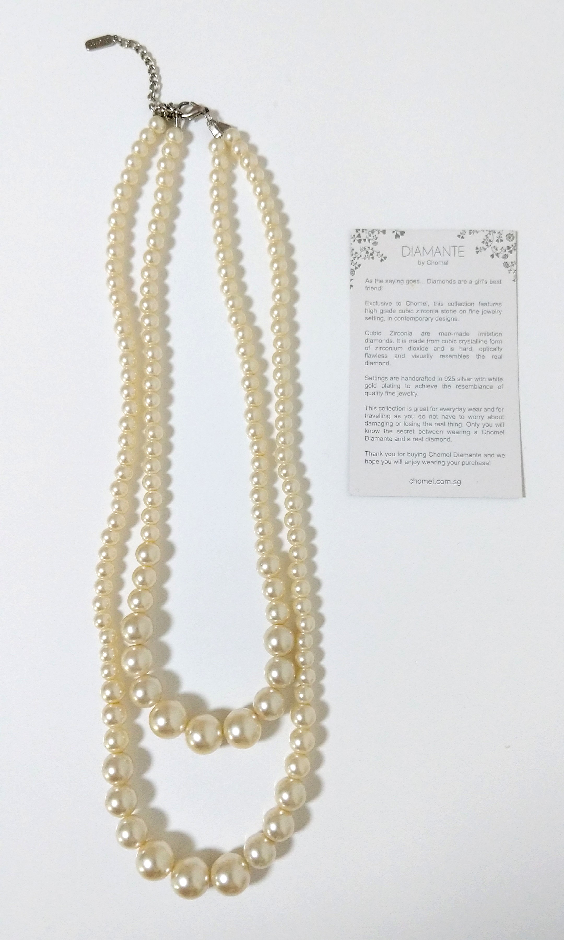 Quality Pearl Necklace with Pearl & Crystal Drop Pendant BNWT 