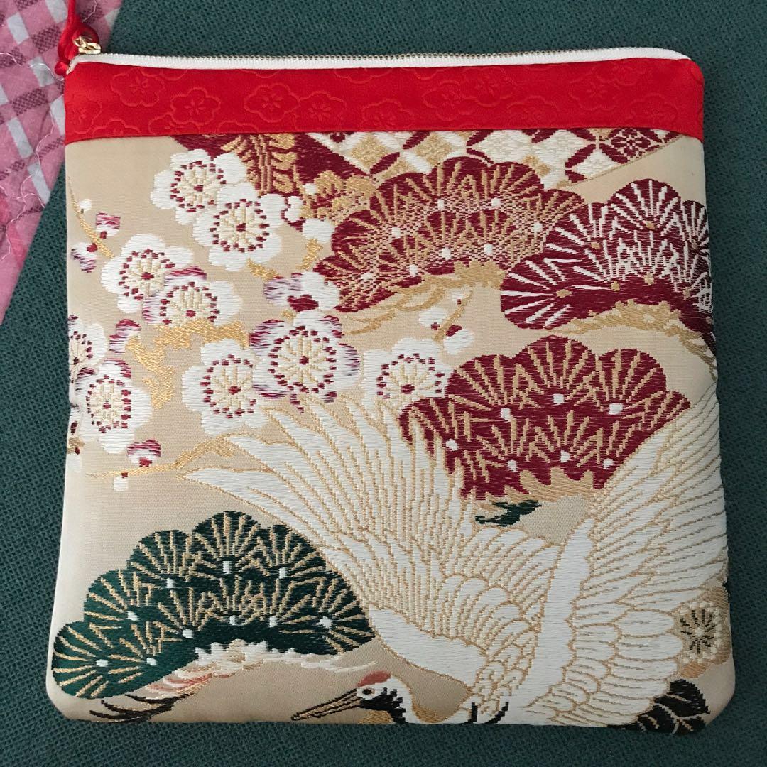 Pink wedding clutch bag recrafted from Vintage Japanese Kimono Obi