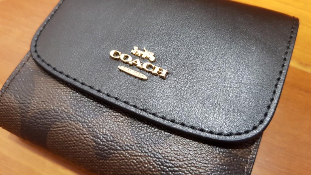 CNY Special NEW AUTHENTIC Coach Brown Black Signature PVC Small Wallet Luxury Bags Wallets on Carousell