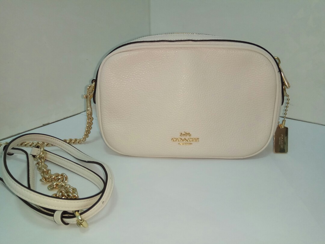 Coach Genuine Leather Sling Bag with Gold Chain in colour Chalk F29000 Authentic BNIB from USA Luxury Bags Wallets on Carousell