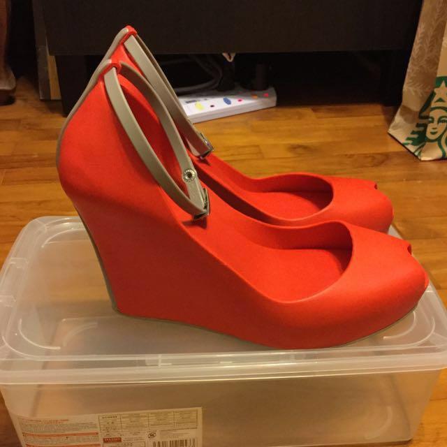 Red Melissa Wedges Size 40, Women's 