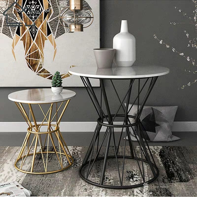 Leslie Marble Wireframe Round Hourgl Side Table Furniture Share This Listing