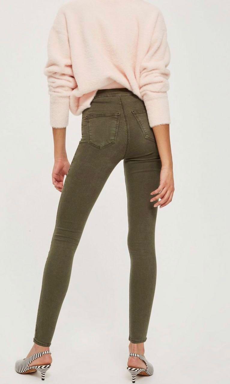 Topshop Joni jeans in khaki Women s Fashion Bottoms Jeans Leggings on Carousell