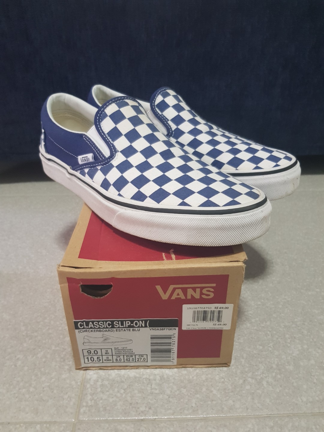 Vans Slip On Checkerboard Estate Blu Fast cheap deal