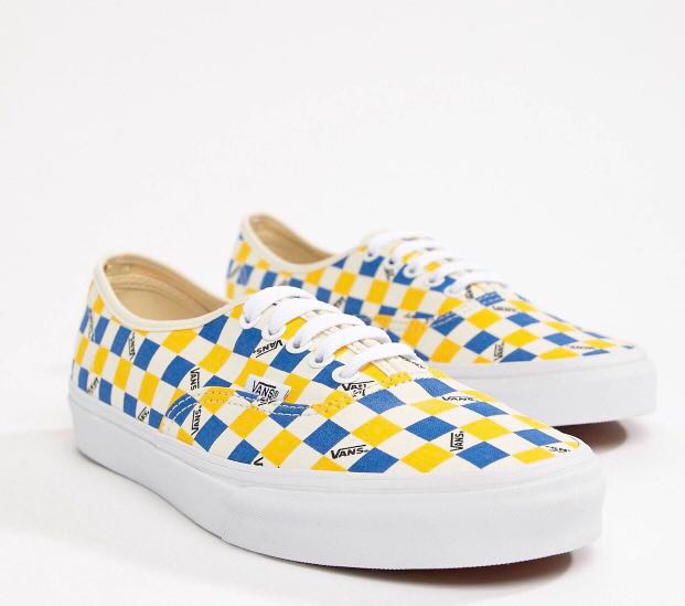 Blue and yellow checkered vans Clearance