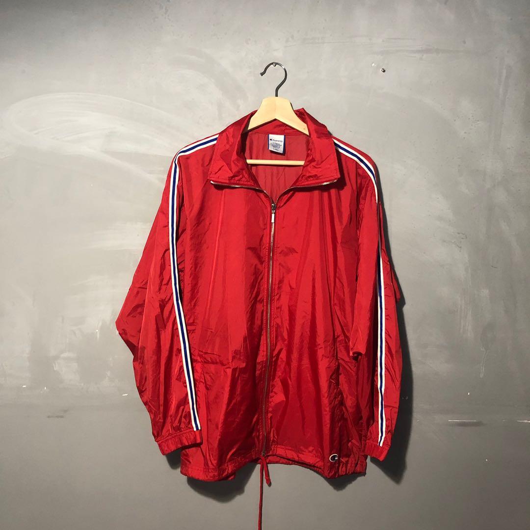 red champion windbreaker mens