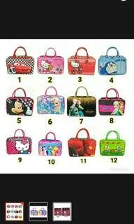 Travel bag bahan kanvas karkter gambar 2 sisi