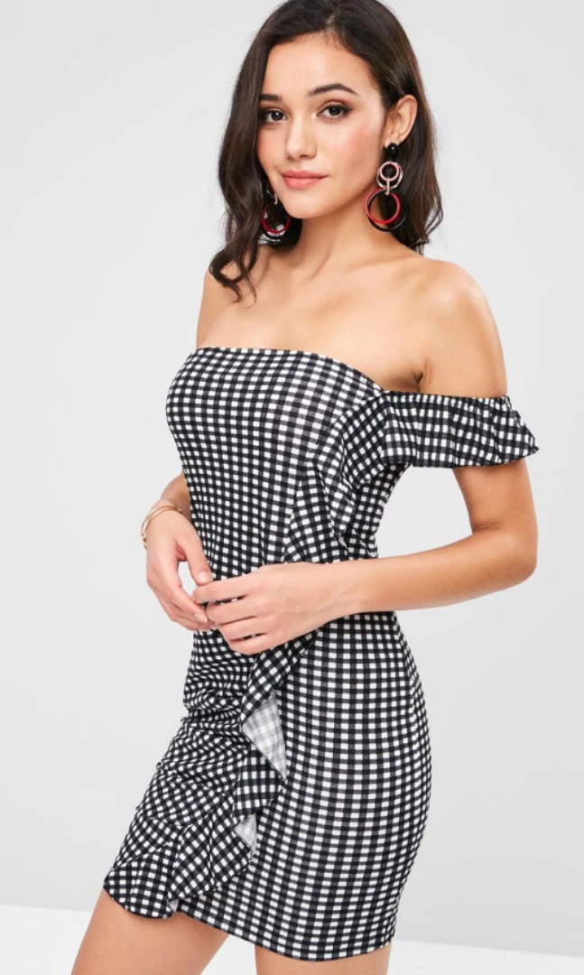 one sided off shoulder dress