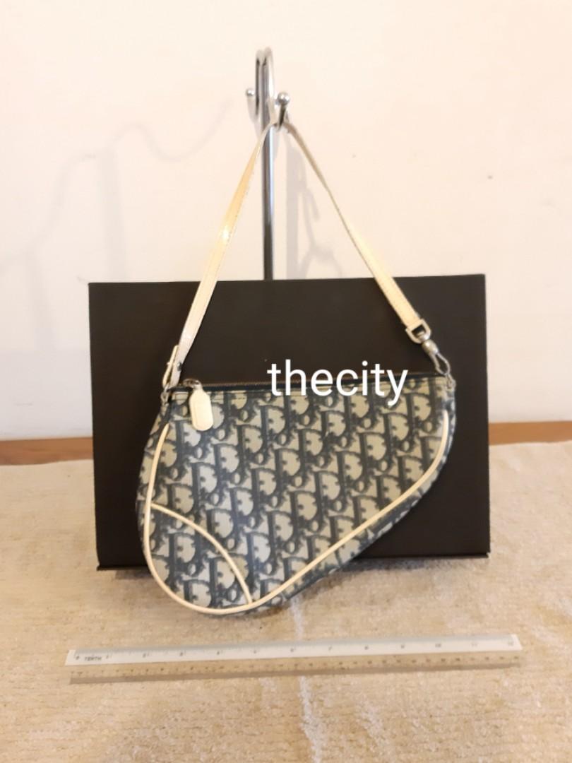 Authentic Dior Saddle Bag Blue Monogram Logo Design Good
