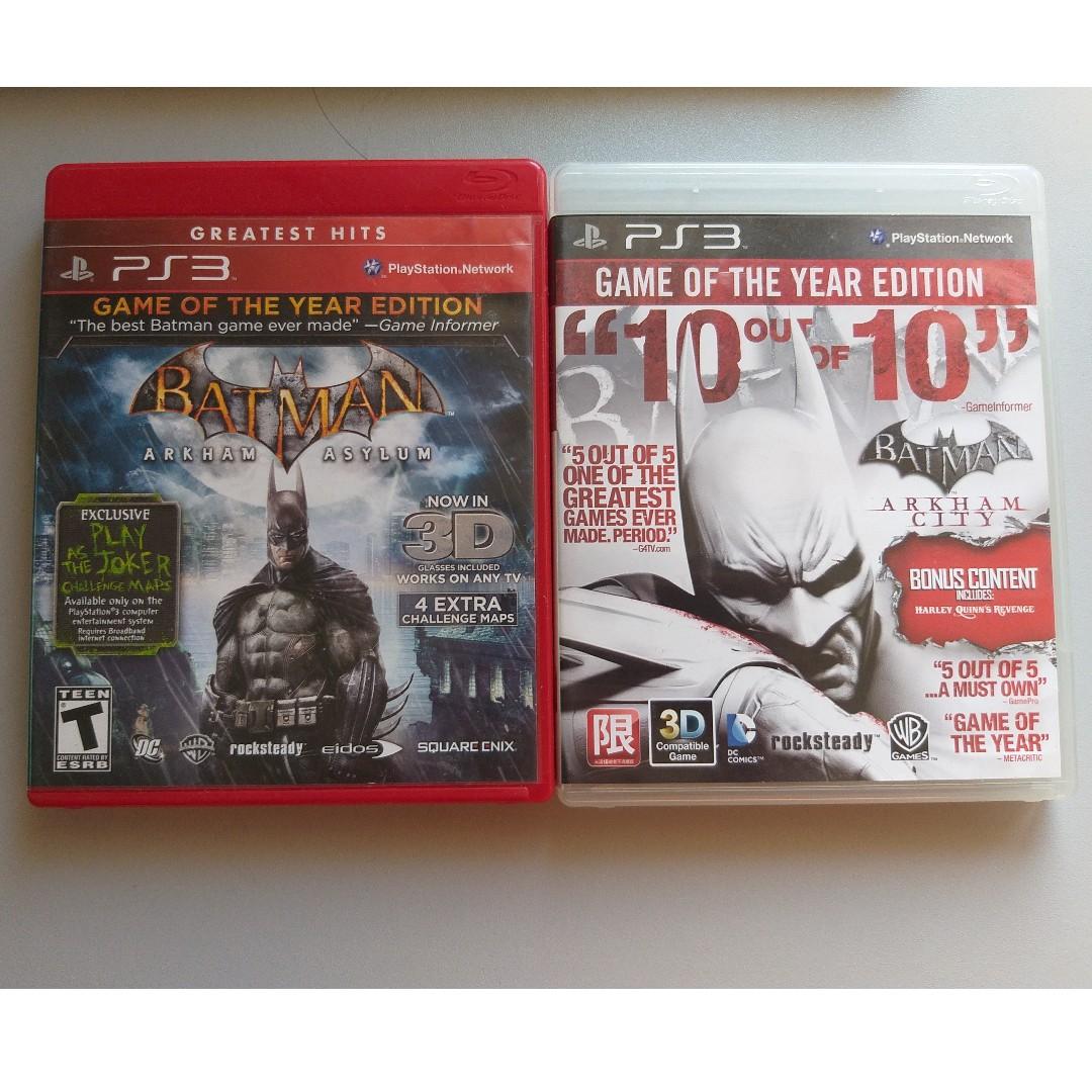 Batman Arkham Asylum & Batman Arkham City (GOTY Editiom) (PS3), Video  Gaming, Video Games, PlayStation on Carousell