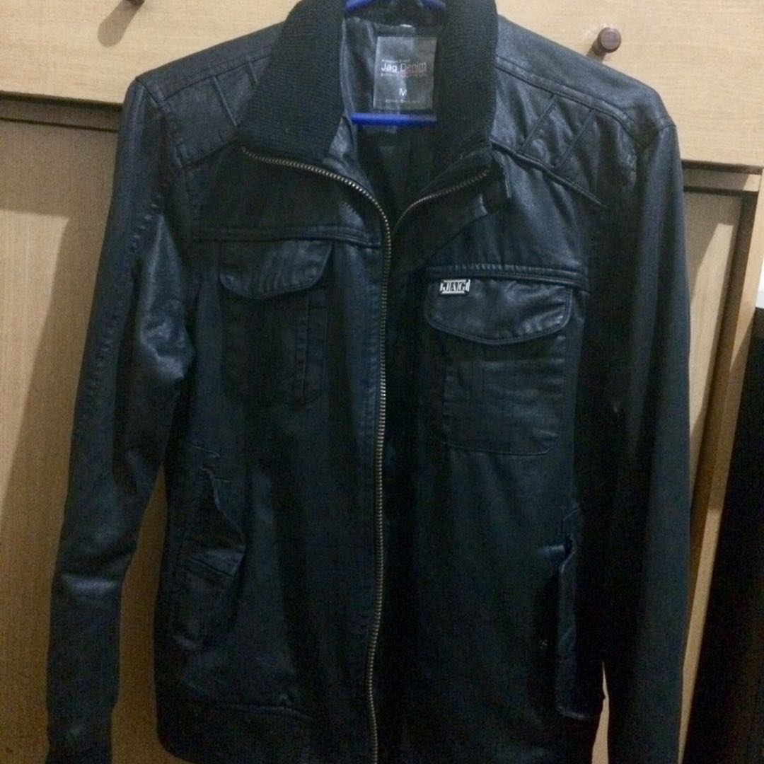 Jag black leather jacket clearance
