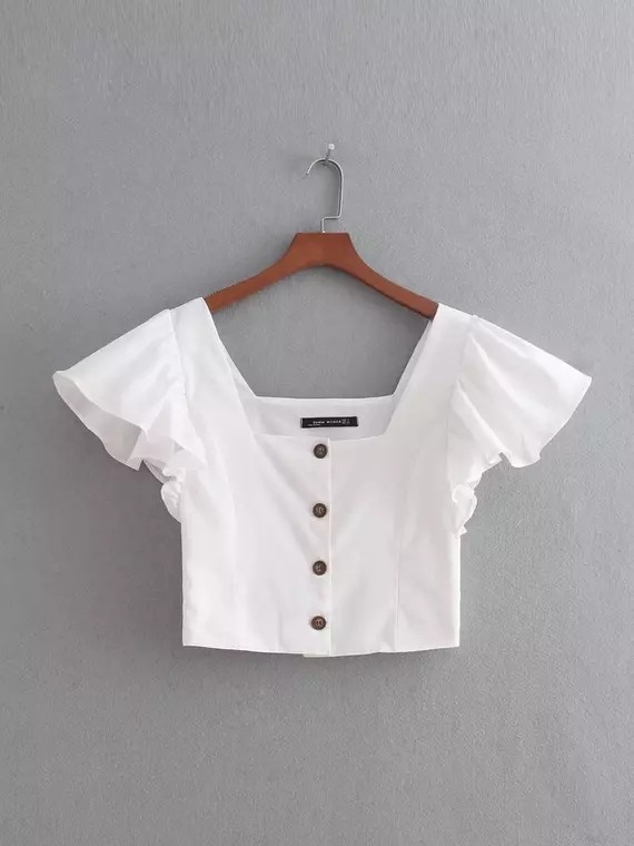 square neck ruffle top
