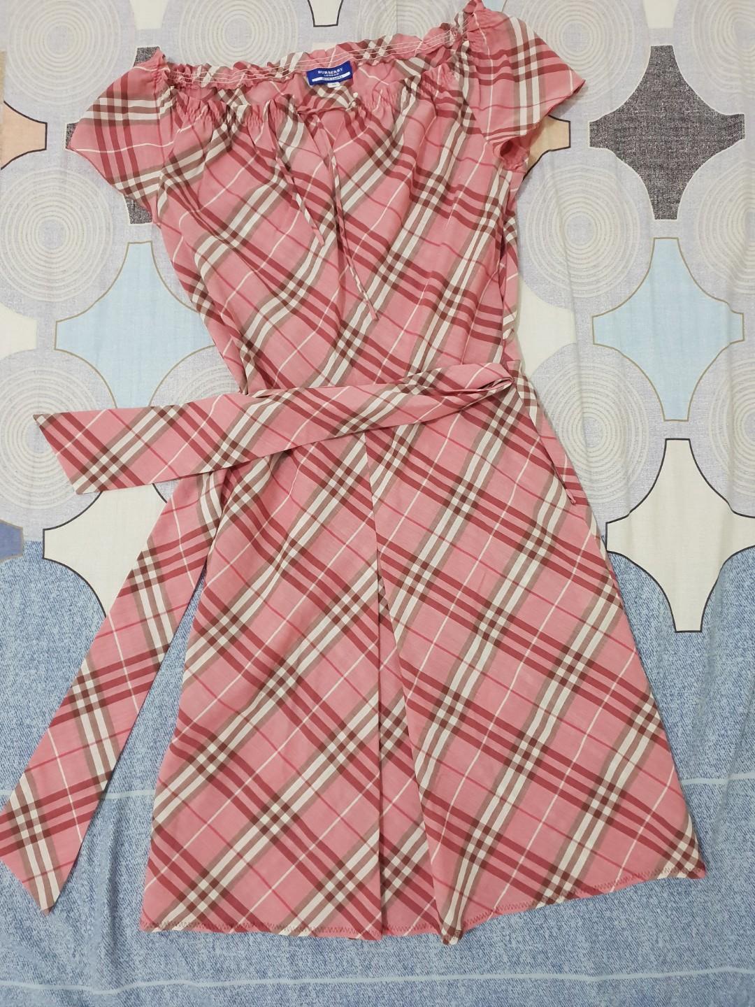 BURBERRY Off Shoulder Dress with Belt, Luxury, Apparel on Carousell