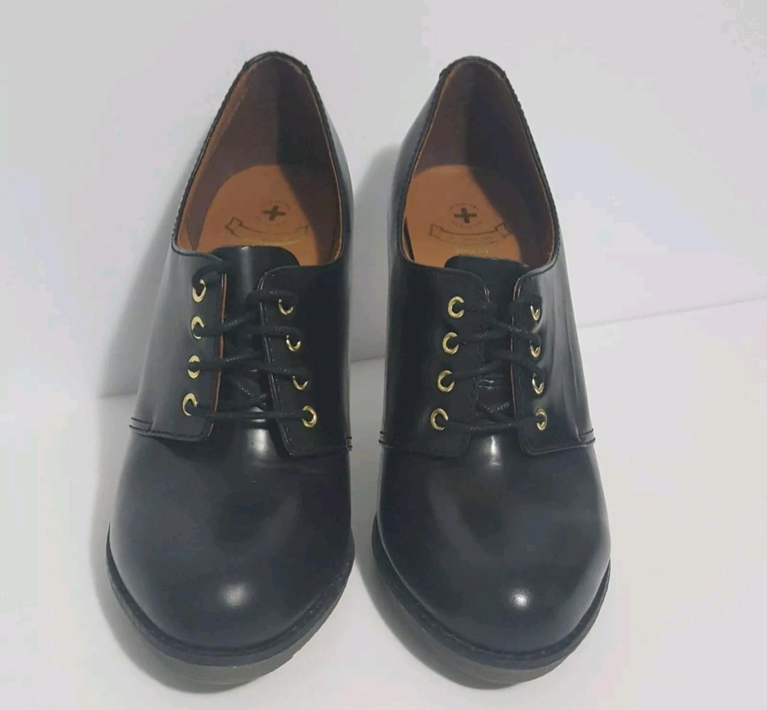 Dr Martens Black Leather Zita Ofira Stilleto Booties Lace Up Pumps