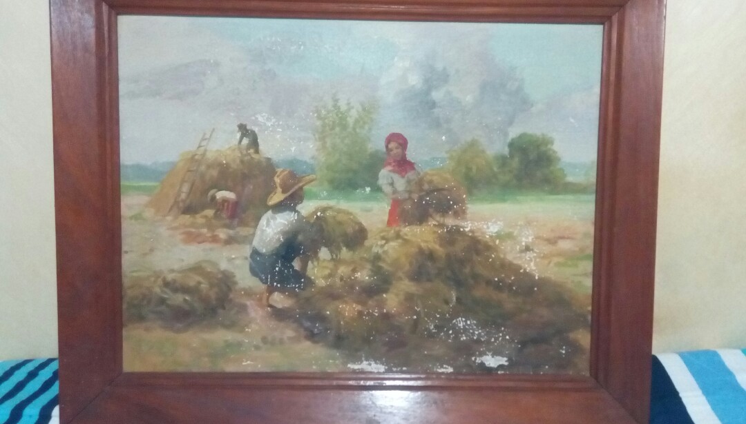 Ev Lopez Manila 1955 Old Oil Canvass Paintings For Sale Vintage