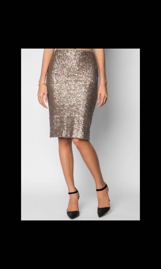 Glitter knee length skirt discount